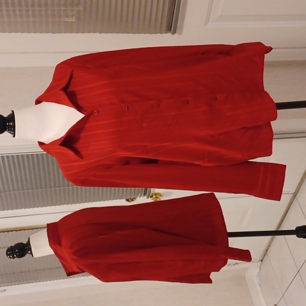 4/$60 Red Striped Blouse - Size Large